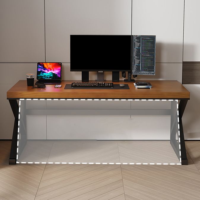 Tavolo da laptop rettangolare rettangolare da scrivania in legno massiccio contemporaneo