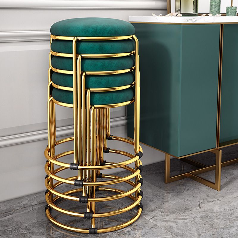 Velvet Scratch Resistant Ottoman Pure Color Round Glam Standard Round Ottoman Clearhalo 'furn' 'furn_ottomans_poufs' 'Furniture' 'Living Room Furniture' 'Ottomans & Poufs' 'ottomans_poufs' 1200x1200_202d84c8-5883-407c-b1b0-d4e584daf66d