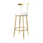Fabric Round Seat Bar Stools Low Back Gold Iron Base Barstool for Home