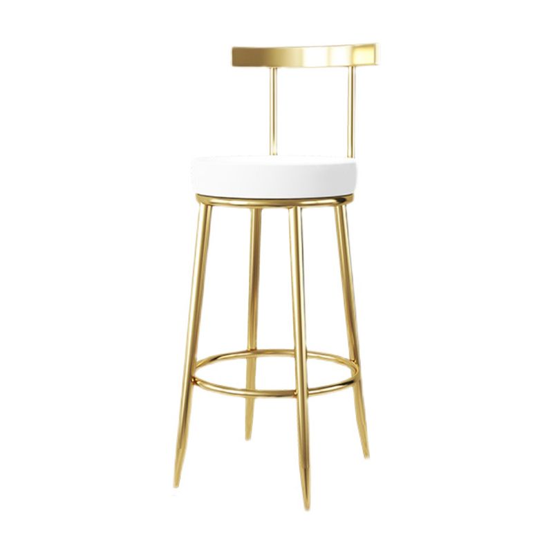 Fabric Round Seat Bar Stools Low Back Gold Iron Base Barstool for Home