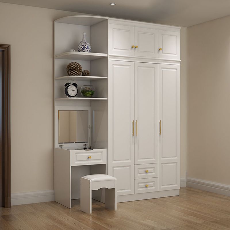 Hinged White Wardrobe Armoire Engineered Wood Wardrobe Closet Clearhalo 'Armoires & Wardrobes' 'armoires_wardrobes' 'Bedroom Furniture' 'furn' 'furn_armoires_wardrobes' 'Furniture' 1200x1200_2032bb59-8e7f-4ad2-a413-8b9f0da14bbf