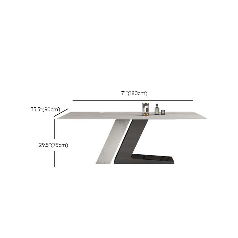 Modern Style Sintered Stone Dining Table Rectangle Table with Metal Legs for Home Use