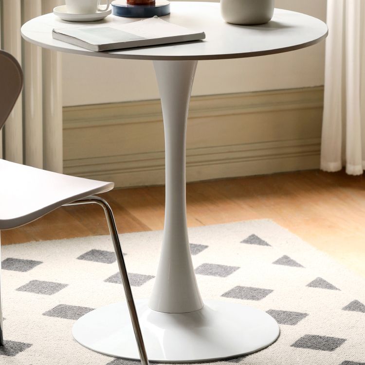 White Round Dining Table Stone Top Dining Table with Tulip Base Clearhalo 'Dining Tables & Seating' 'Dining Tables' 'dining_table' 'furn' 'furn_dining_table' 'Furniture' 'Kitchen & Dining Furniture' 1200x1200_203437a3-b17d-444e-932f-21fd76d84f6c