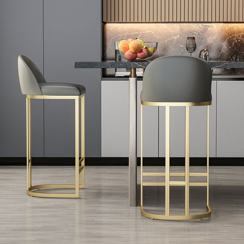 Scandinavian Bar and Counter Stool Low Back Stool with Gold Pedestal Base Clearhalo 'Bar Furniture' 'Bar Stools' 'bar_stools' 'furn' 'furn_bar_stools' 'Furniture' 'Kitchen & Dining Furniture' 1200x1200_2034a45c-3d41-4f62-a347-beda6e880543