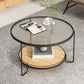 17.72" Tall Contemporary Style Cocktail Table Glass Top Round Coffee Table