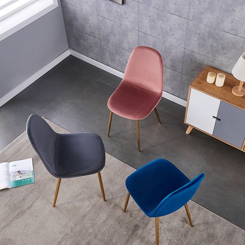 Indoor Armless Dining Chairs Velvet Solid Back Side Chairs with Metal Legs Clearhalo ' kitchen&dining_furn' 'Dining Chairs' 'Dining Tables & Seating' 'dining_chair' 'furn' 'furn_dining_chair' 'Furniture' 'furniture_dining_chair' 'Kitchen & Dining Furniture' 'kitchen' 1200x1200_2036a24f-edc4-4c68-a1ea-202f2487e321