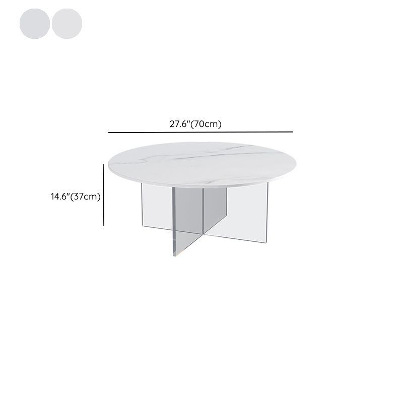 Table de cocktail en ardoise et acrylique Table basse ronde blanche moderne