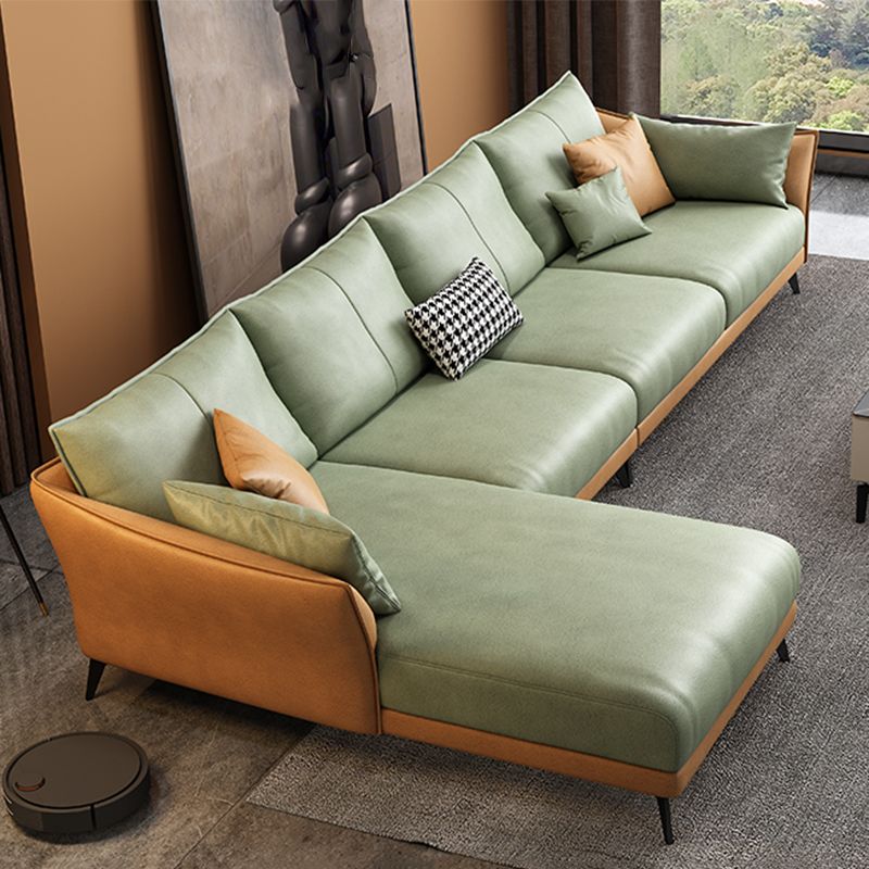 Inverted Armrest with Pillow Back Imitation Leather Sofa Bed Sponge/latex Padded Sofa