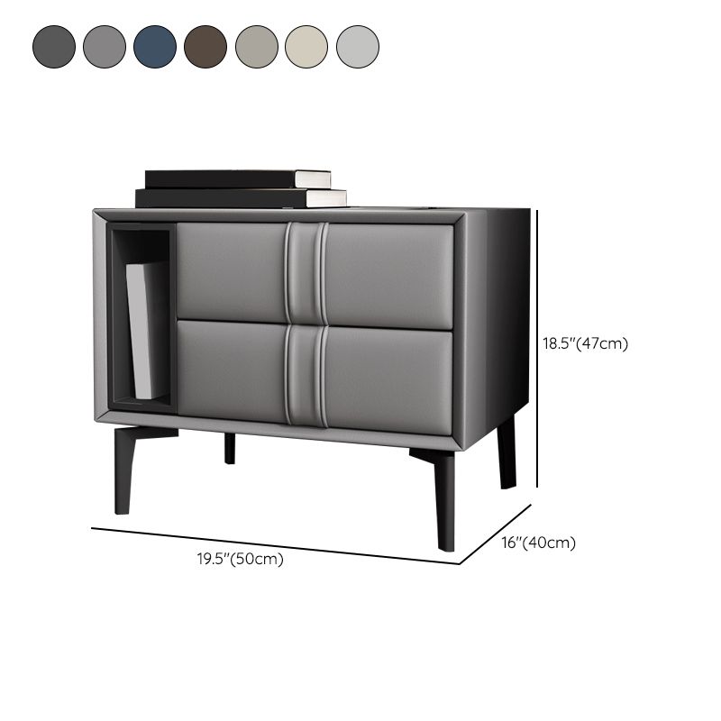 Table de nuit en cuir et en bois moderne table de chevet ouverte minimaliste avec jambes