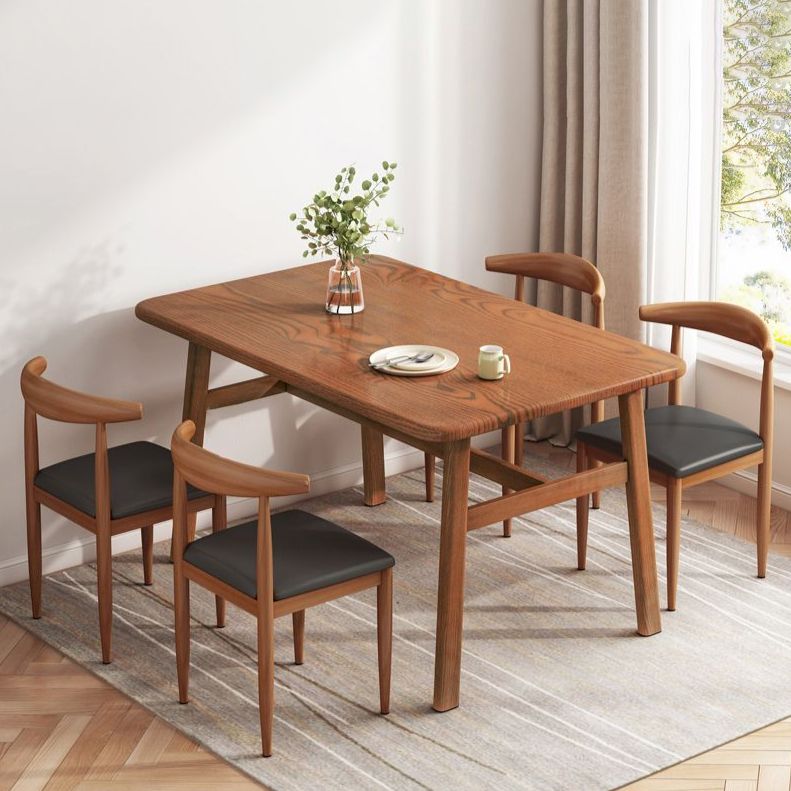 Modern MDF Top Rectangle Shape Dining Set Standard Brown Dining Set With 4 Legs Table Clearhalo 'Dining Room Sets' 'Dining Tables & Seating' 'dining_room_set' 'furn' 'furn_dining_room_set' 'Furniture' 'furniture_dining_room_set' 'Kitchen & Dining Furniture' 'kitchen&dining_furn' 'kitchen' 1200x1200_2039ecf6-b40d-4102-a44a-9b801aa7e6ec
