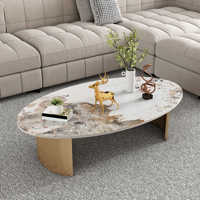 Glam Slate Koffiecocktailtafel Ovale cocktailtafel voor de woonkamer