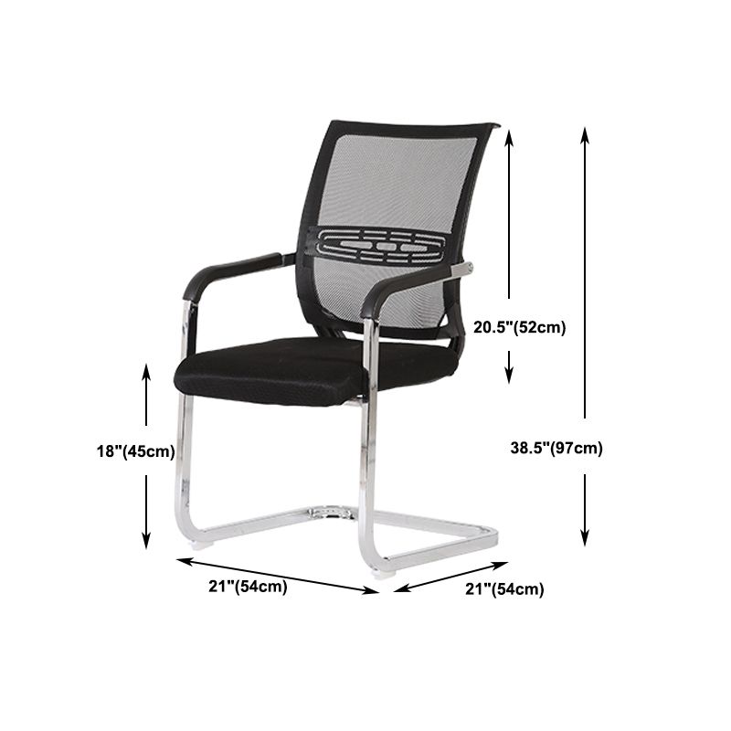 Black Fixed Arms Modern Office Chair Steel No Wheels Office Chair Clearhalo 'furn' 'furn_office_chair' 'Furniture' 'Office Chairs' 'Office Furniture' 'office_chair' 1200x1200_203d2696-cf16-4a39-b357-e0213fb3e5dd