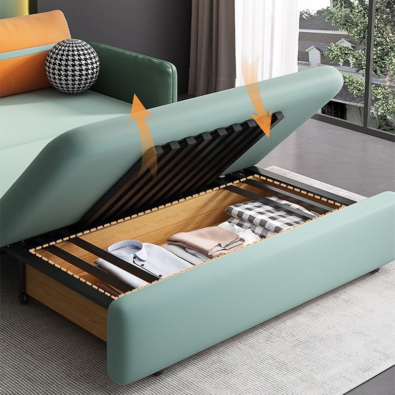 Square Glam Glam Faux Cuir Tache résistant au lit de canapé en vert