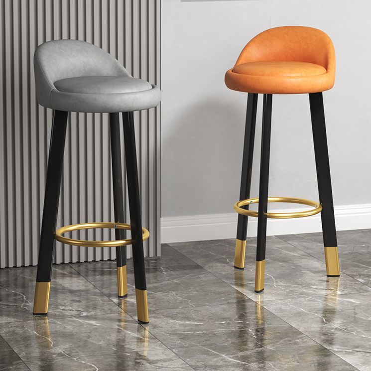 Modern Armless Backrest Counter Stool Steel Single Bar Stool with Cushion and Pedal Clearhalo 'Bar Furniture' 'Bar Stools' 'bar_stools' 'furn' 'furn_bar_stools' 'furniture_bar_stools' 'Kitchen & Dining Furniture' 'kitchen&dining_furn' 'kitchen' 'kitchen_furn' Furniture' 1200x1200_203f36fc-3c8a-4a7d-a50b-d45c9aaee90f