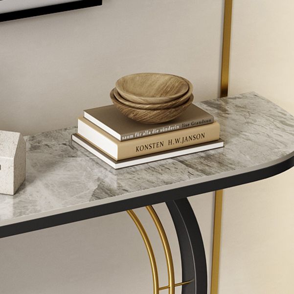 Mesa de acento de la consola de media luna Tabla de acabado antiguo Mesa de sofá en piedra