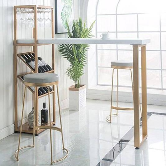 Glam Style Bar Table Wood Top Pub Table with Wine Cabinet for Dining Room Clearhalo 'Bar Furniture' 'Bar Tables' 'bar_tables' 'furn' 'furn_bar_tables' 'Furniture' 'furniture_bar_tables' 'Kitchen & Dining Furniture' 1200x1200_203f7810-481a-4cb1-800c-fc0db602165c