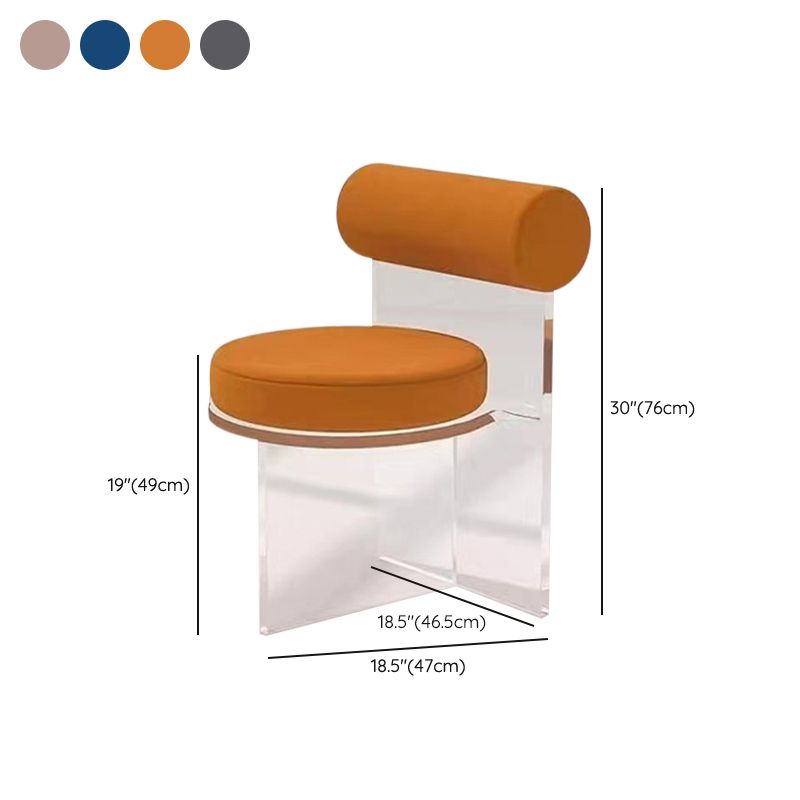 Silla lateral de comedor tapizada y acrílica contemporánea para el hogar