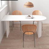 Contemporary White Stone Top Dinette Table White Base Dining Table for Living Room Clearhalo 'Dining Tables & Seating' 'Dining Tables' 'dining_table' 'furn' 'furn_dining_table' 'Furniture' 'furniture_dining_table' 'Kitchen & Dining Furniture' 1200x1200_20434bee-2c6b-4bc9-b149-1c3253213669
