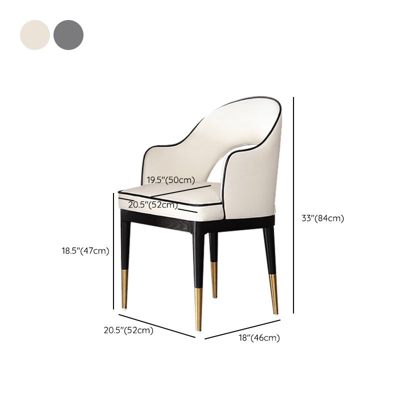 Glam Open Back Dineren fauteuil pu lederen eetkamerstoel met massieve houten benen