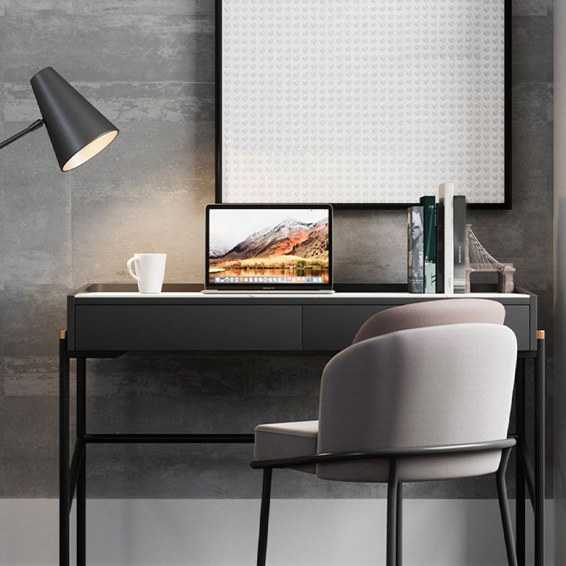 Scrivania di scrittura in pietra in stile industriale scrivania rettangolare con 2 cassetti