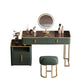 Glass Top Dressing Table Solid Wood Green Make-up Vanity with Drawers