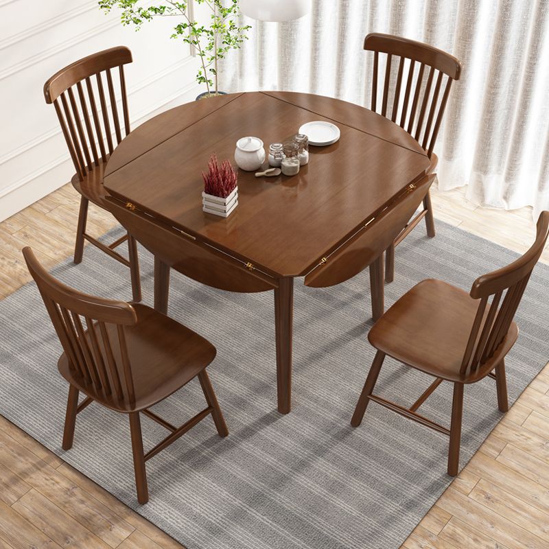 Round Home Kitchen Dinner Furniture Drop Leaf Rubberwood Solid Wood Dining Table Clearhalo 'Dining Tables & Seating' 'Dining Tables' 'dining_table' 'furn' 'furn_dining_table' 'Furniture' 'Kitchen & Dining Furniture' 1200x1200_20466987-0654-42c8-bec3-9efe0682ccb1