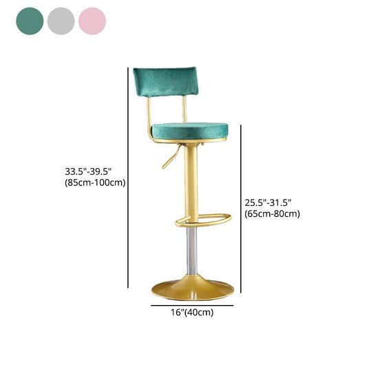 Glam Matte Finish Velvet Counter Stool Adjustable Height Footrest Barstool Clearhalo 'Bar Furniture' 'Bar Stools' 'bar_stools' 'furn' 'furn_bar_stools' 'Furniture' 'furniture_bar_stools' 'Kitchen & Dining Furniture' 1200x1200_20470c23-f5e3-4155-b63c-62316f8df369