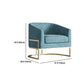 Blue Tuxedo Arm Sofa Contemporary Velvet Sofa with Metal Frame
