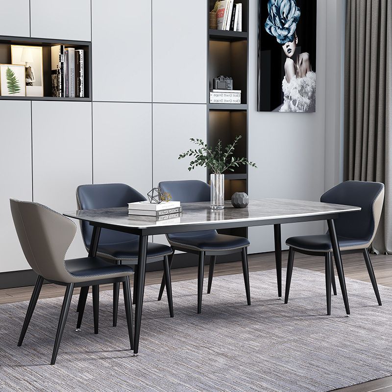 Modern Style Dining Room Set with Sintered Stone Dining Table and Upholstery Chairs Clearhalo 'Dining Room Sets' 'Dining Tables & Seating' 'dining_room_set' 'furn' 'furn_dining_room_set' 'Furniture' 'furniture_dining_room_set' 'Kitchen & Dining Furniture' 'kitchen&dining_furn' 'kitchen' 1200x1200_2049c3e1-6d31-4946-a79a-13297848c22a