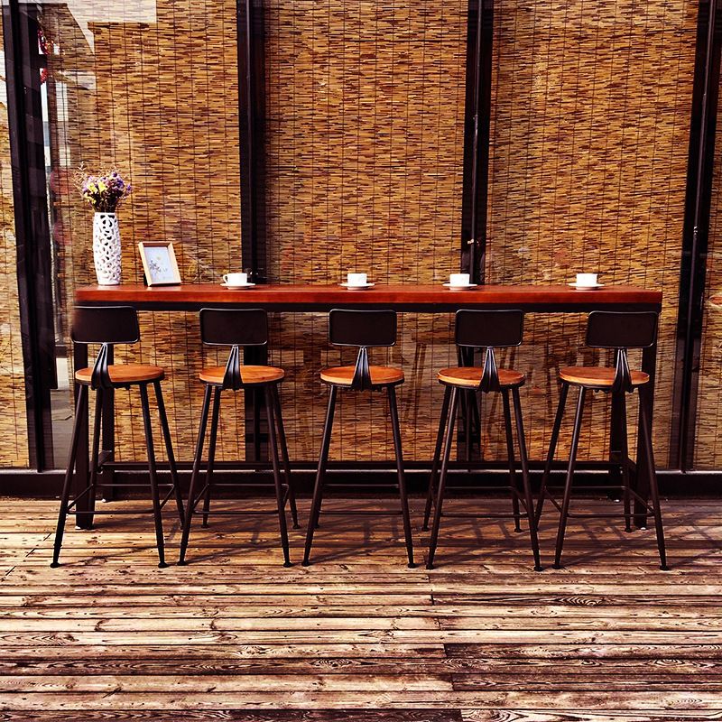Industrial Rectangle Bar Table Pine Solid Wood Fixed Bar Dining Table Clearhalo 'Bar Furniture' 'Bar Tables' 'bar_tables' 'furn' 'furn_bar_tables' 'Furniture' 'Kitchen & Dining Furniture' 1200x1200_204adc74-3669-44c7-b223-362d989a7024