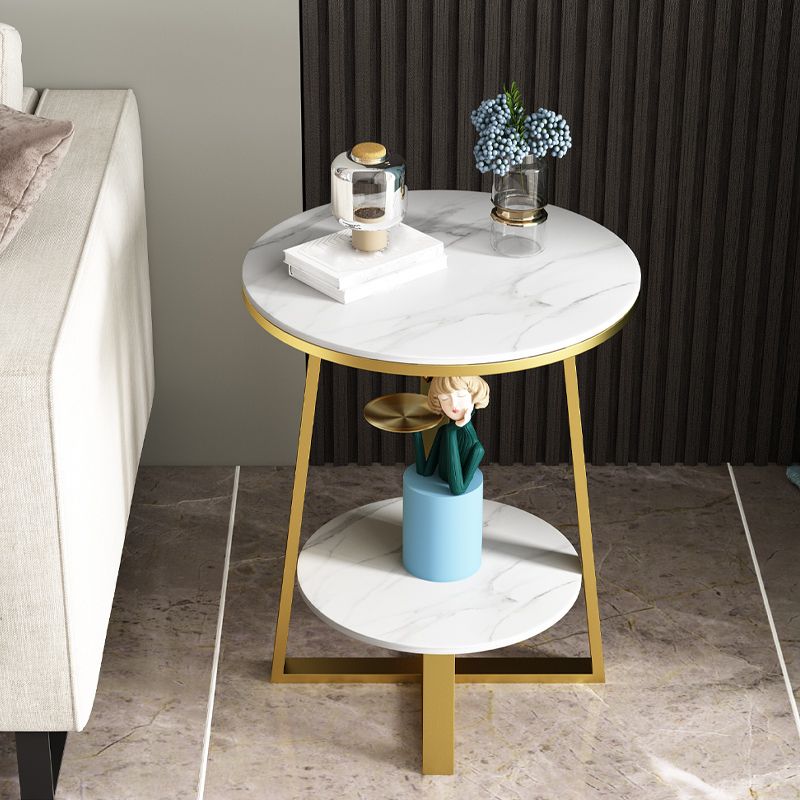 Tableau latérale supérieure en ardoise 23,6 "de haut de la table de fin de jambes en fer avec étagère