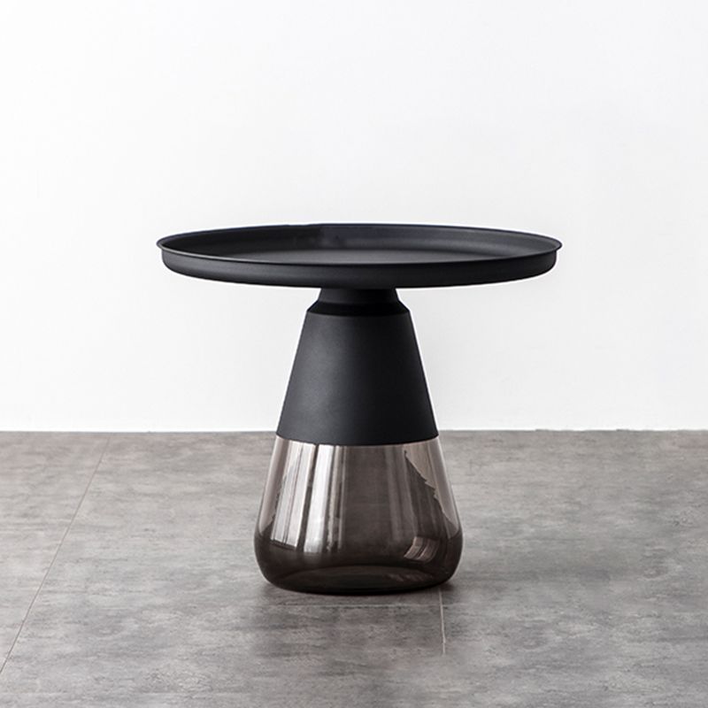 Modern Style Black/gold Metal Table Top Glass Base Round Side Table