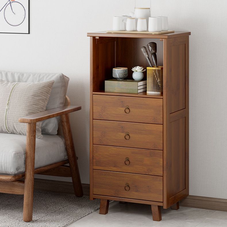 Mid-Century Modern Accent Chest with Drawers and Shelf in Brown Clearhalo 'Cabinets & Chests' 'cabinets_chests' 'furn' 'furn_cabinets_chests' 'Furniture' 'Living Room Furniture' 1200x1200_2051475d-e858-4a49-91a3-c2bf989408f4