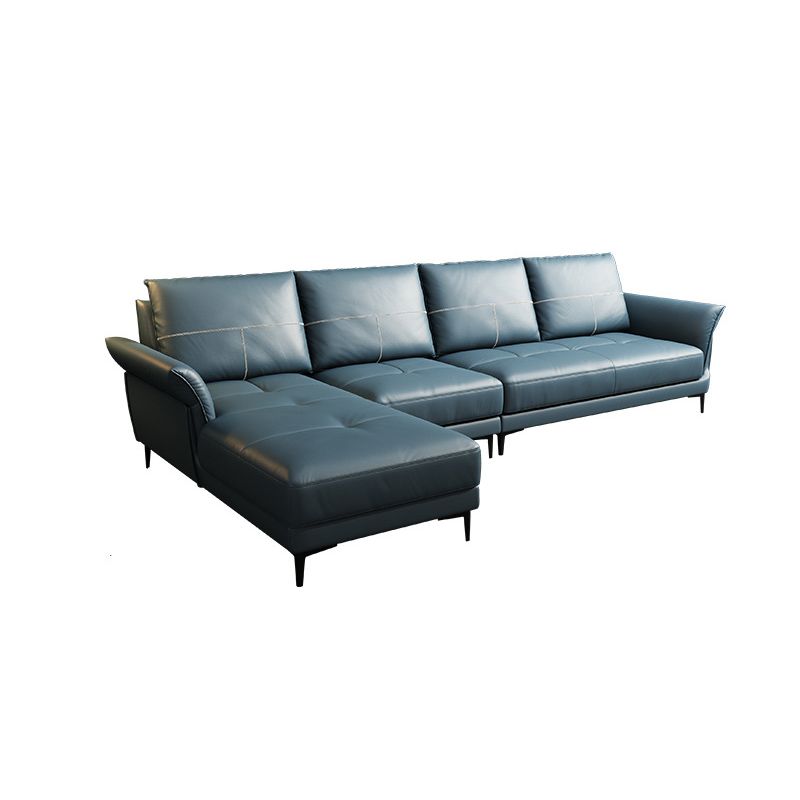 Azure Cushion Back Modern Living Room L-Shape Stationary Sofa & Chaise Clearhalo 'furn' 'furn_sectionals' 'Furniture' 'furniture_sectionals' 'kitchen' 'kitchen_sectionals' 'Living Room Furniture' 'Sectionals' 1200x1200_20517c88-36c9-47a2-b321-0ac3b05b17eb