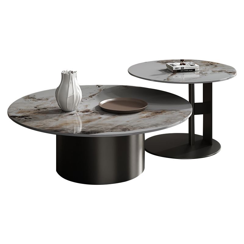 Slate Coffee Table Round Nesting Coffee Table Set with Pedestal Legs Clearhalo 'Coffee & Accent Tables' 'Coffee Tables' 'coffee_tables' 'furn' 'furn_coffee_tables' 'Furniture' 'Living Room Furniture' 1200x1200_2056982b-ca44-4adb-bcee-6bb97989e50d