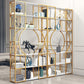 Engineered Wood and Metal Bookshelf Gold Glam Bookcase Open Shelf