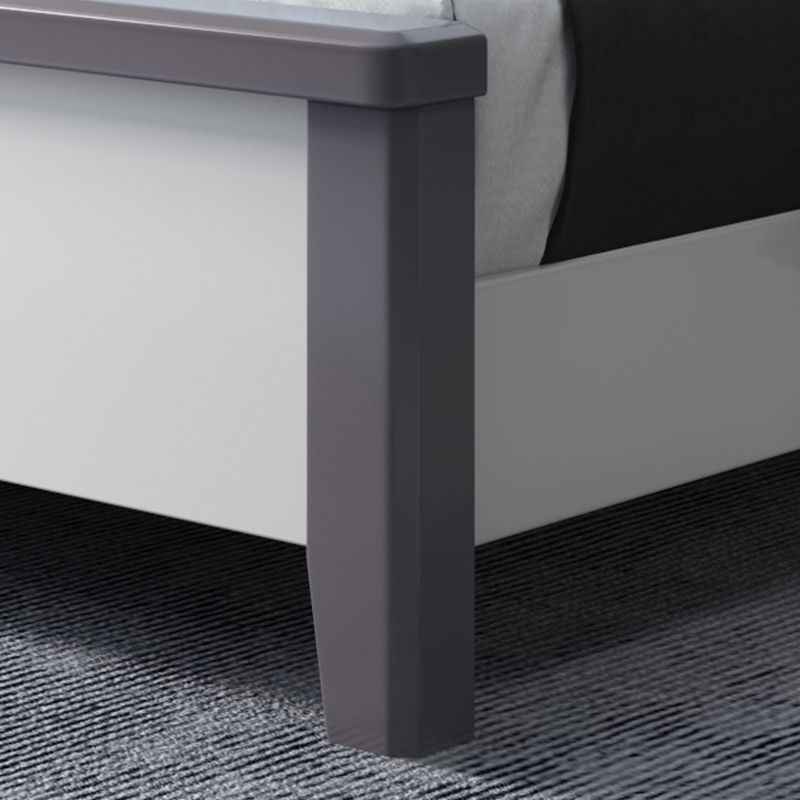 Modern White Rubberwood Standard Bed with Rectangular Headboard