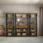 Open Back Standard Bookcase Industrial Wooden Bookshelf with Drawers
