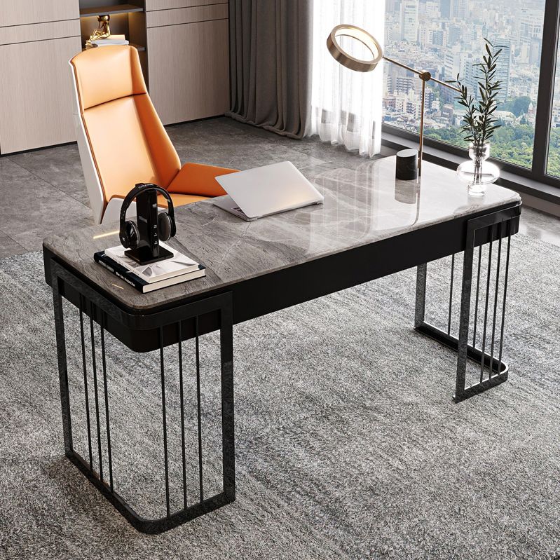 Contemporary Curved Writing Desk Stone Office Desk with Drawer Clearhalo 'Furniture' 'furniture_office_desk' 'Office Desks' 'Office Furniture' 'office_desk' 1200x1200_205ba57b-7a60-496b-af0d-9c3c6e314bdd