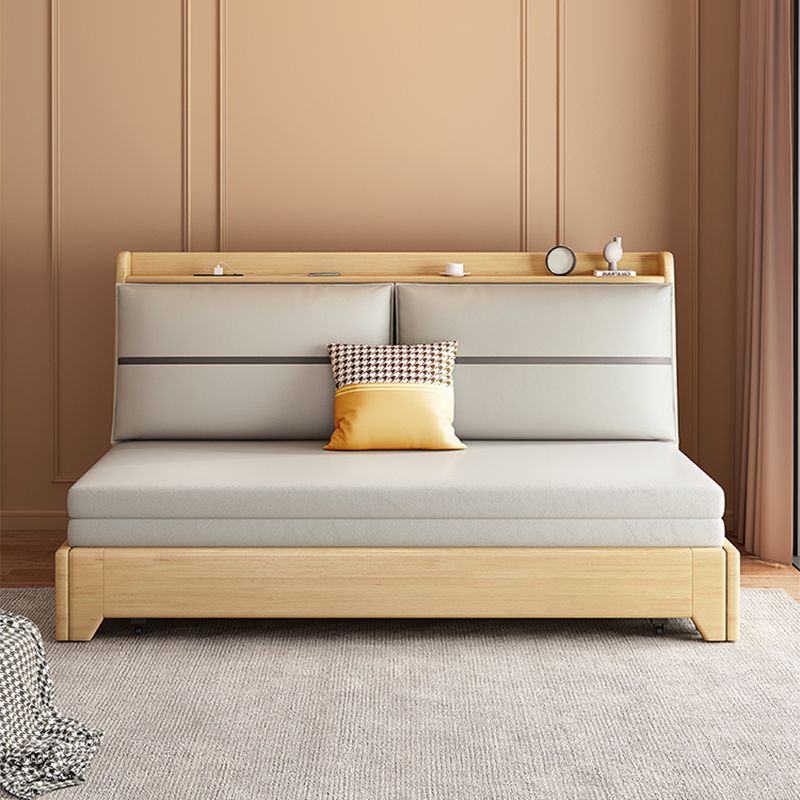 Wood Convertible Sofa Pillow Included Foldable Futon Sofa Bed