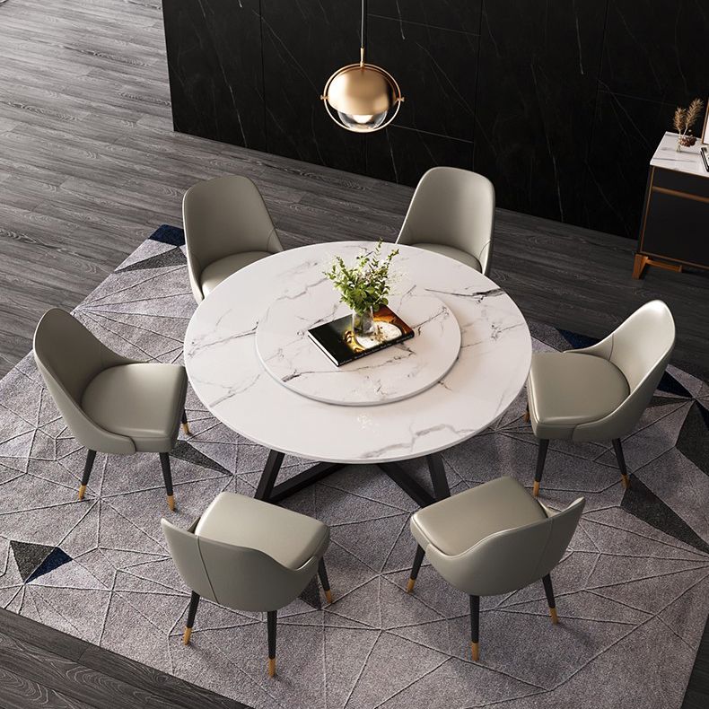 Metal and Stone Table Glam Style Minimalist Family Round Dining Table for Home