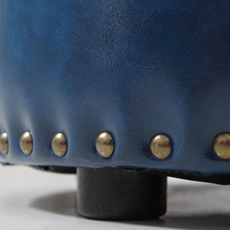 Modern Round Ottoman Color Block Leather Round Ottoman With Nailhead Trim Clearhalo 'furn' 'furn_ottomans_poufs' 'Furniture' 'Living Room Furniture' 'Ottomans & Poufs' 'ottomans_poufs' 1200x1200_205d582a-958d-4747-933a-9d9f824ca3db