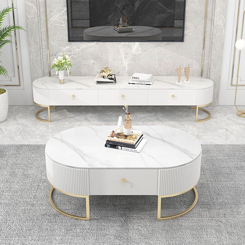 Slate Top Coffee or End Table with Storage Drawers Oval Frame Clearhalo 'Coffee & Accent Tables' 'Coffee Tables' 'coffee_tables' 'furn' 'furn_coffee_tables' 'Furniture' 'Living Room Furniture' 1200x1200_205d5c1b-2ec0-476e-a727-b6b8a5b065c4