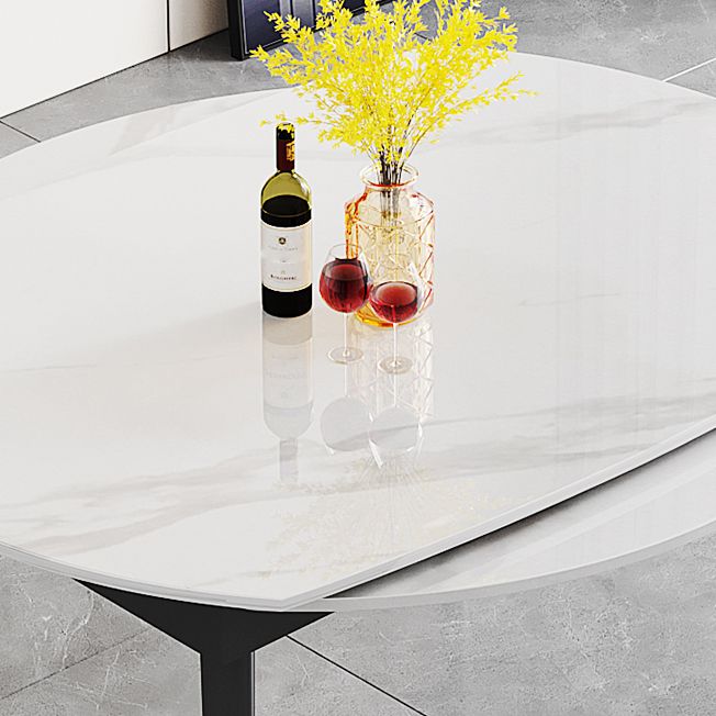 Space-Saving Minimalist Sintered Stone Top Kitchen Table Set of Black Legs Base for Dining Room Clearhalo 'Dining Room Sets' 'Dining Tables & Seating' 'dining_room_set' 'furn' 'furn_dining_room_set' 'Furniture' 'furniture_dining_room_set' 'Kitchen & Dining Furniture' 'kitchen&dining_furn' 'kitchen' 1200x1200_205d71a3-5661-4c3a-8828-9b4499ecdad9