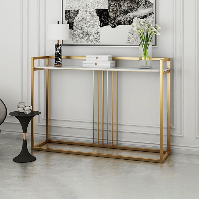 12" W Marble Console Table Glam Rectangle Accent Table for Hall