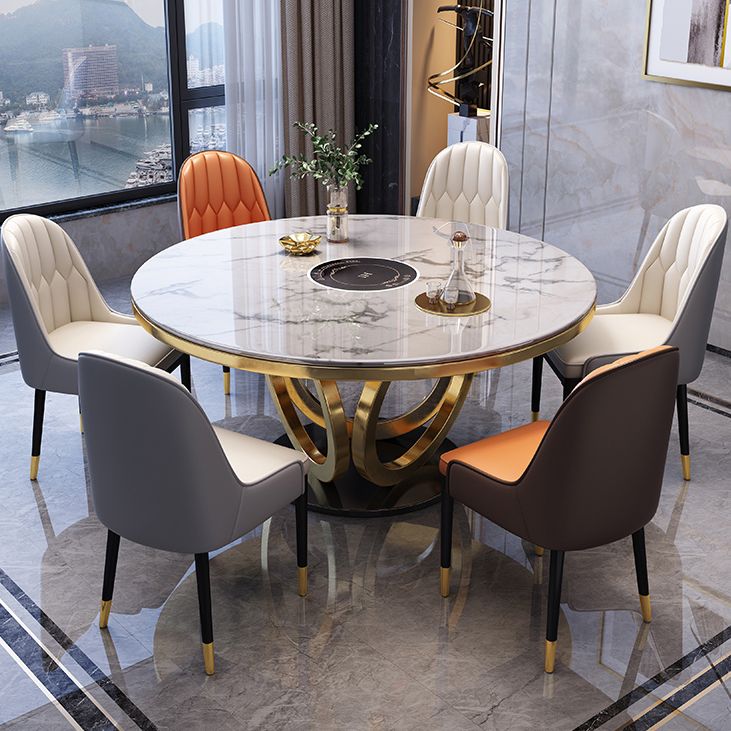 Metal Modern Round Indoor Table Sintered Stone Table for Kitchen and Dining Room Clearhalo ' dining_table' 'Dining Tables & Seating' 'Dining Tables' 'furn' 'furn_dining_table' 'Furniture' 'furniture_dining_table' 'Kitchen & Dining Furniture' 'kitchen&dining_furn' 'kitchen' 'kitchen_dining_table' 1200x1200_206142b8-bb73-4b9c-a0e2-eafbc25b49ef