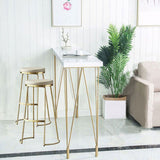 Glam Rectangle Bar Table 1/2/3 Pieces Solid Wood Counter Table with Upholstered Stools
