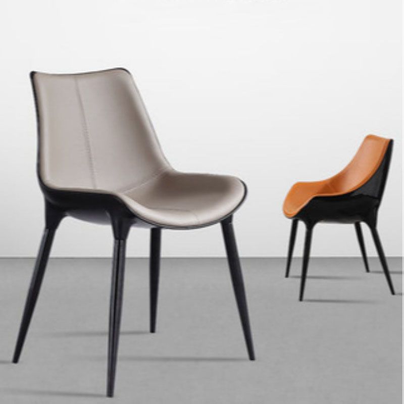 Modern Parsons Armless Chairs Leather Curved Dining and Accent Chairs Clearhalo 'Dining Chairs' 'Dining Tables & Seating' 'dining_chair' 'furn' 'furn_dining_chair' 'Furniture' 'Kitchen & Dining Furniture' 1200x1200_206155bb-91a5-4cc9-aa2d-0f0b742b6884