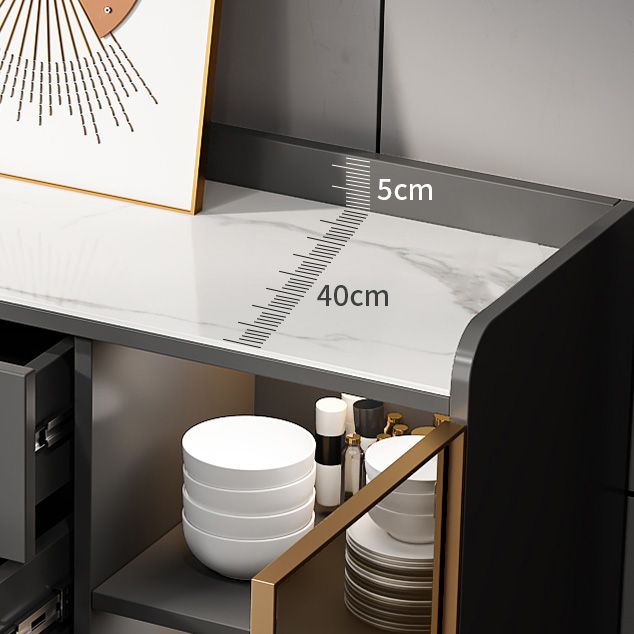 Portes en verre du buffet de style glamour Poard de latéraux avec armoires et tiroirs sans lumière