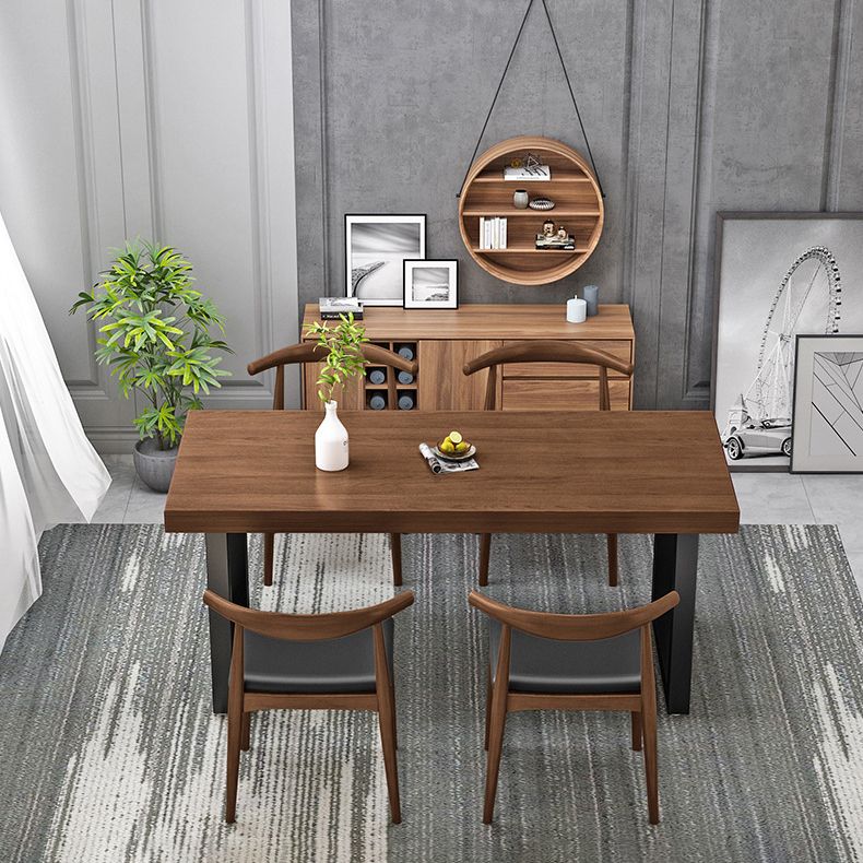 Industrial Style Wooden Dining¬†Room¬†Set with Rectangle Table and Metal Base Dining Table Furniture Clearhalo 'Dining Room Sets' 'Dining Tables & Seating' 'dining_room_set' 'furn' 'furn_dining_room_set' 'Furniture' 'furniture_dining_room_set' 'Kitchen & Dining Furniture' 'kitchen&dining_furn' 'kitchen' 1200x1200_20661051-2b3e-480c-aecd-f2e8f848b702